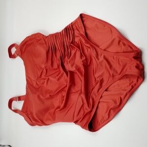Calvin Klein swimwear women size 14 dark coral pleated on one side adj straps